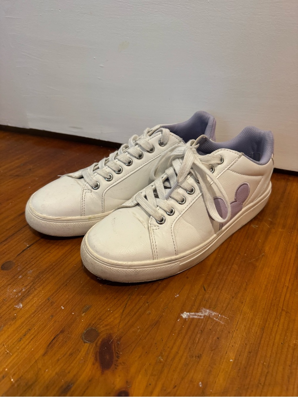 Disney White Sneakers with Lavender Accents